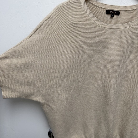 Quince Lightweight Cotton Cashmere Dolman Sweater Size Large Heather Oatmeal - Picture 3 of 5